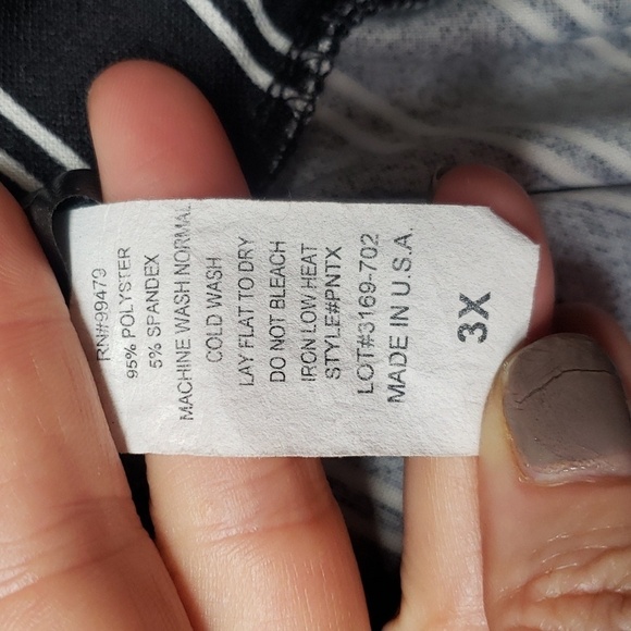 Ashley Blue black pinstripe pants black white wide leg 3x - Picture 8 of 9